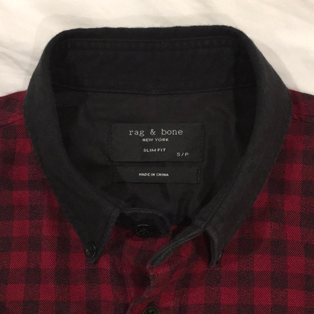 Rag & Bone Mens Red Checkered Button Shirt - image 4